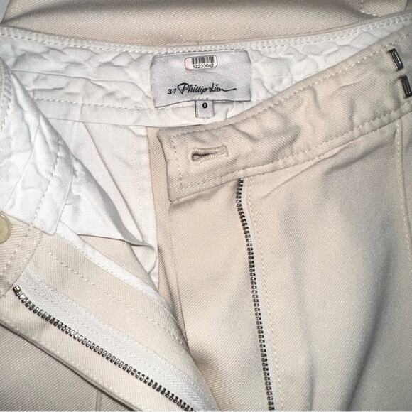3.1 Phillip Lim Ivory Twill Tailored Side Slit Wide Leg High Rise Ankle Pants 0 - Picture 4 of 10